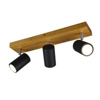 Trio 3-lichts opbouwspotMarley zwart op hout - 812400332