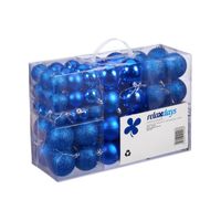 Kerstballen - 100x st - kobalt blauw - 3, 4 en 6 cm - glitter/mat/glans - thumbnail
