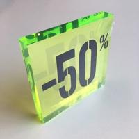 Acryl kortingsblok -50% fluor groen
