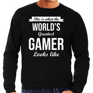 Worlds greatest gamer cadeau sweater zwart voor heren