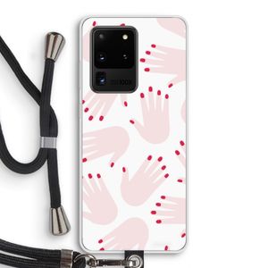 Hands pink: Samsung Galaxy S20 Ultra Transparant Hoesje met koord