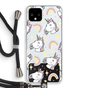 Rainbow Unicorn: Pixel 4 Transparant Hoesje met koord