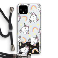 Rainbow Unicorn: Pixel 4 Transparant Hoesje met koord