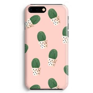 Cactusprint roze: iPhone 8 Plus Volledig Geprint Hoesje