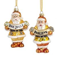 Gold/White Santa With Banner 4.5 Inch - Kurt s adler