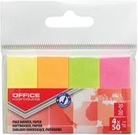 OFFICE products index, 20 x 50 mm, ophangzakje van 4 x 50 tabs, geassorteerde neonkleuren