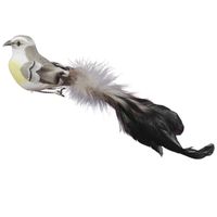 6x Grijze decoratie vogels op clip 21 cm
