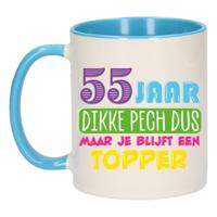 Verjaardag cadeau mok 55 jaar - blauw - dikke pech dus - 300 ml - keramiek