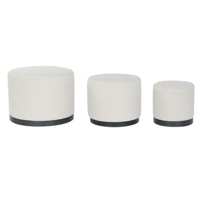 Voetensteun DKD Home Decor Wit Zwart Polyester Hout MDF Scandi 60 x 60 x 45 cm (3 Stuks)