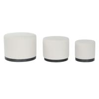 Voetensteun DKD Home Decor Wit Zwart Polyester Hout MDF Scandi 60 x 60 x 45 cm (3 Stuks)