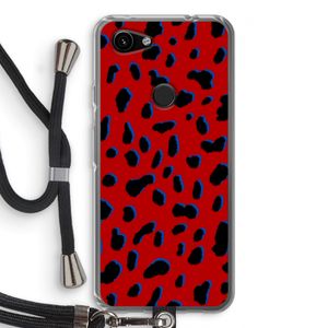 Red Leopard: Pixel 3a Transparant Hoesje met koord