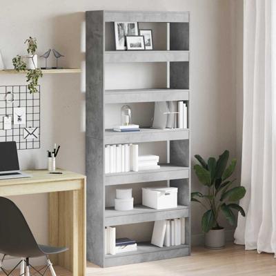 Boekenkast met plank Betongrijs 80 x 30 x 198 cm Bewerkt hout