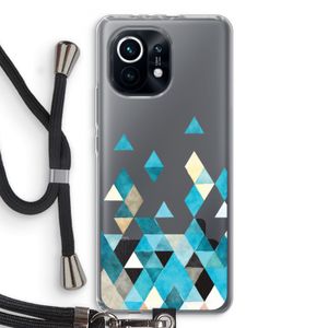 Gekleurde driehoekjes blauw: Xiaomi Mi 11 Transparant Hoesje met koord