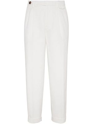 Brunello Cucinelli pantalon de costume à taille mi-haute - Blanc