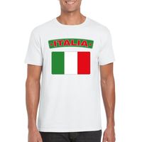 T-shirt met Italiaanse vlag wit heren - thumbnail