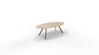 Vergadertafel 7711 ellipsvorm - 240 x 120 cm. - Zwart - Eiken licht