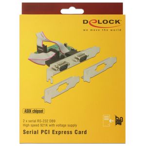 DeLOCK PCI Express Card > 2 x Serial RS-232 high speed 921K interface kaart Met voeding