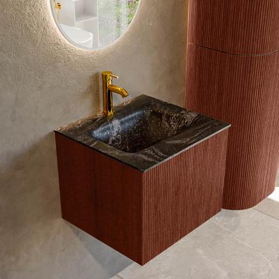 Badmeubel Mondiaz Kurve-Dlux | 50 cm cm | Meubelkleur Ruby | Wastafelkleur Lava | Solid surface | Wasbak midden spoelbak | 1 kraangat