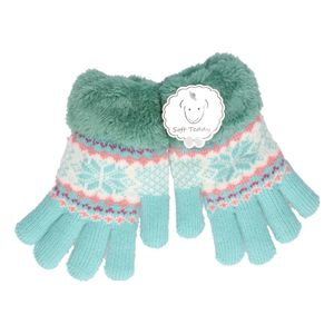 Gebreide winter handschoenen mint groen mint groen met pluche vo