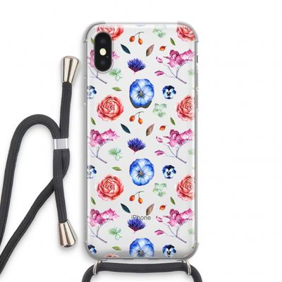 Bloemetjes: iPhone XS Transparant Hoesje met koord