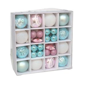 Kerstballen pakket - 42x stuks - wit/blauw/roze - diverse formaten - kunststof