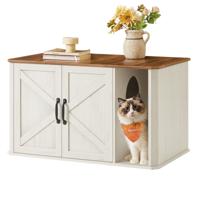 Modern kattenhuis met dubbele deur en handige vooringang, Honingbruin + Vintage Wit