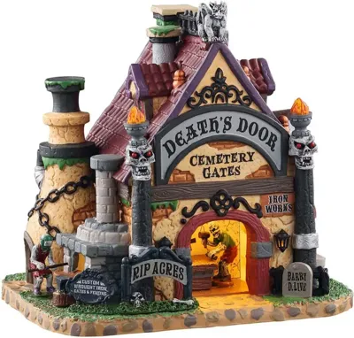 Lemax death´s door cemetery gates, b/o led verlicht huisje Spooky Town 2020