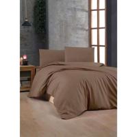 Completo letto - 1 copripiumino 220 x 240 cm + 2 federe 60 x 60 cm - 100% cotone rinforzato - Marrone