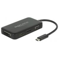 DeLOCK usb-c > vga / hdmi / dvi / displayport adapter (zwart, 0,15 meter)
