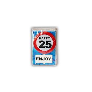 Happy Birthday kaart met button 25 jaar