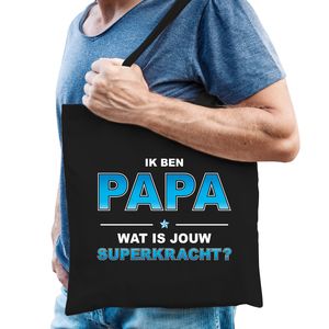 Ik ben papa wat is jouw superkracht tasje zwart voor heren - vaderdag cadeau tas papa