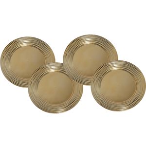 Set van 4x stuks kerstdiner onderborden rond goud glimmend 33 cm