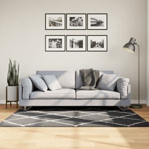 Vloerkleed shaggy hoogpolig modern 120x170 cm zwart en crme