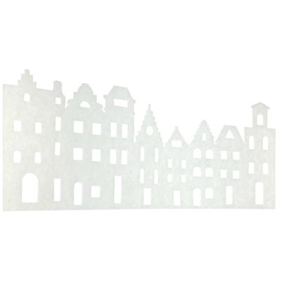 Sneeuwrand geveltjes/huisjes - wit - 125 x 24 cm - polyester - sneeuwversiering