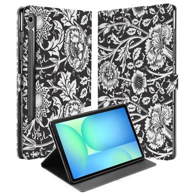 Tablet Book Case Black Flowers Samsung Galaxy Tab S10 FE | Tab S9 FE Tablet Book Case Black Flowers Samsung Galaxy Tab S10 FE | Tab S9 FE