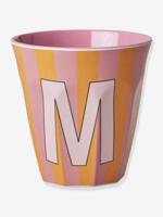 Gestreepte melamine mok LETTER M rice, medium 250 ml meerkleurig