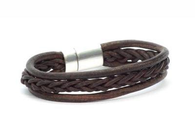 Qoss Heren Leren Armband Jaap Bruin - Maat M