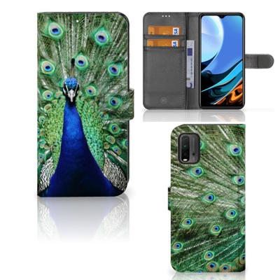 Xiaomi Redmi 9T | Poco M3 | Telefoonhoesje | Met pasjeshouder | Pauw