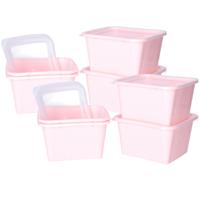 Vershoudbakjes nestbaar - BPA vrij - meal prep - 12x stuks van 1 liter - roze - thumbnail