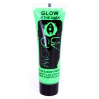 Glow in the dark schmink voor gezicht en lichaam groen   -