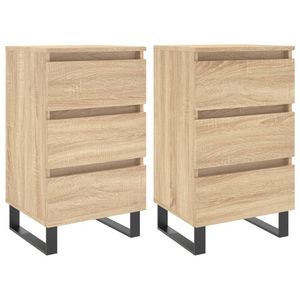 vidaXL Nachtkastjes 2 st 40x35x69 cm bewerkt hout sonoma eikenkleurig