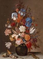 Balthasar van der Ast - Stilleven met bloemen 60x90cm, Rijksmuseum, print op canvas, premium print, oude meester - thumbnail