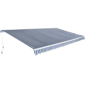 VidaXL Luifel handmatig uittrekbaar 600 cm blauw/wit