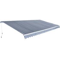 VidaXL Luifel handmatig uittrekbaar 600 cm blauw/wit - thumbnail