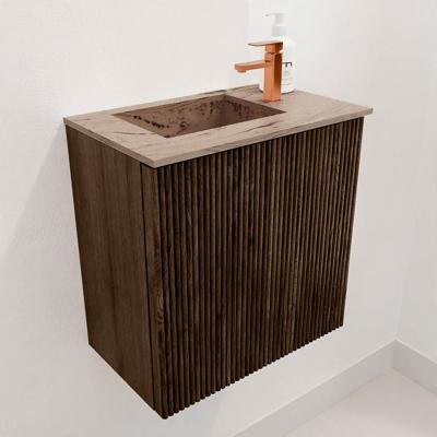 Toiletmeubel Mondiaz Joya Dlux | 40 cm | Meubelkleur Walnut | Faye wastafel Arena Wasbak Links | 1 kraangat