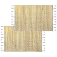 Set van 8x stuks placemats met franjes grijs bamboe 45 x 30 - thumbnail