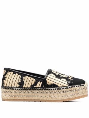 Ferragamo espadrilles à logo brodé - Noir