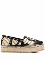 Ferragamo espadrilles à logo brodé - Noir