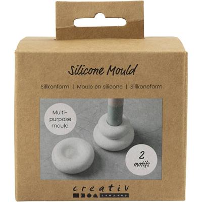 Creativ Company Siliconen vormen, donutvormige kandelaars, h: 2+3,8 cm, d 6+6,2 cm, mat transparant, 1 stuk/ 1 doos