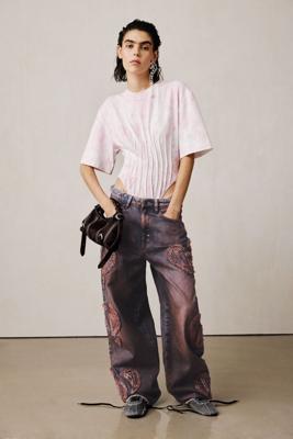 Baggy broek met rafels studio - BROWN - 42